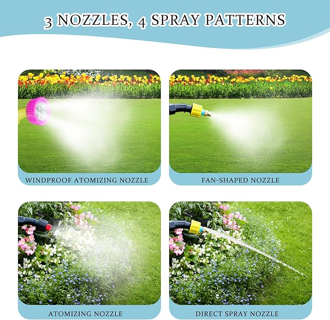 Battery Powered Sprayer 2.4 Gallon, 2025 Upgraded Electric Garden Sprayer, Automatic Power Weed Spray Battery Operated with Adjustable Shoulder Strap and Rechargeable Handle, 3 Mist Nozzles (Blue)