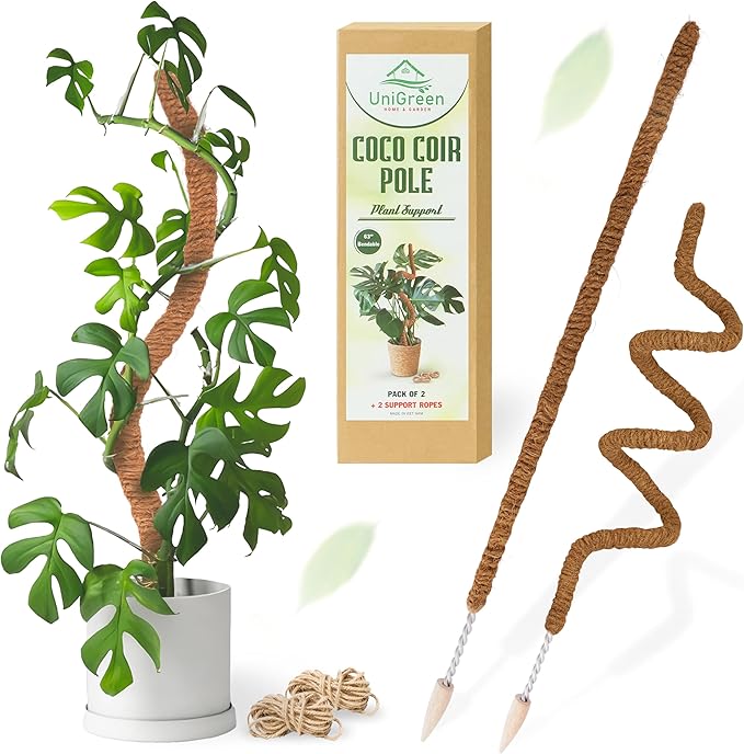 UNIGREEN 2Pack 47'' Premium Bendable Moss Pole - Monstera Plant Support - Plant Trellis Moss Pole for Plants - Moss Poles for Climbing Plants - Plant Sticks Support for Indoor/Outdoor Plants Potted