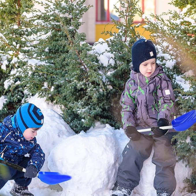 Lasnten 4 Pcs Kid's Snow Shovel Plastic Digging Lightweight Portable Beach Shovels for Kids Boys Girls Home Yard Garden Outdoor Activities Snow Removal(Blue)