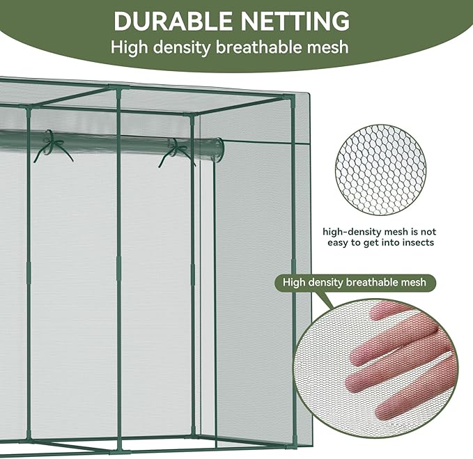 Crop Cages for Garden Plant, 9.8x3.3x6 Ft Plant Protection Tent with Zippered Door, Raised Bed Cover, Garden Bed Cover with Frame, Wind-Resistant Plant Cages for Outdoor Plants Vegetable Flower