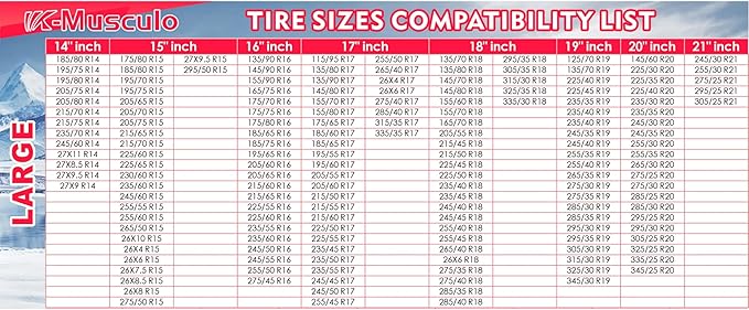 K-Musculo Snow Socks for Tires Traffic Cones, Snow Socks Snow Chain for Car SUV Pickup Easy to Use, Ultimate Grip, Washable.100 KM Safely In The Snow, EU EN-16662-1 Certififed(2 PACKS)-L