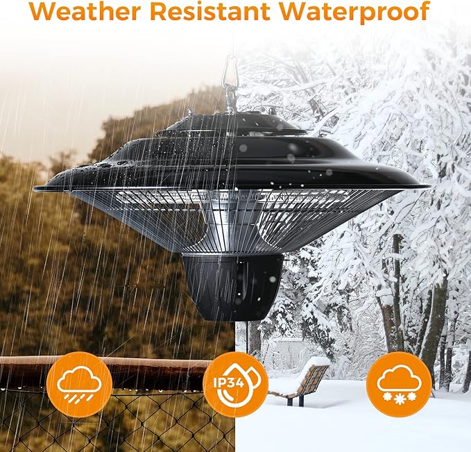 Air Choice Outdoor Heaters for Patio, 1500W Infrared Electric Patio Heater for Ceiling/Garage Use, Hanging Patio Heater with Adjustable Chain Length, Overheat Protection, Ideal for Outdoors and Garage