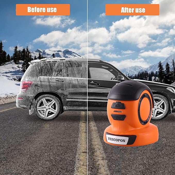 3-in-1 Electric Ice Scraper for Cars & Home – Cordless Handheld Defroster, Cleaner & Polisher, 500 RPM Motor, 2000mAh Battery, Type-C Charging, Lightweight & Portable