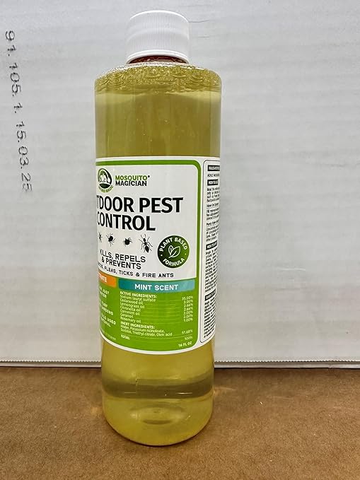 Mosquito Magician Liquid Concentrate - Kills Mosquitoes, Fleas, & Fire Ants, Use with Pump or Backpack Sprayers, Foggers, or Automatic Misting Machines, Ideal for Yards, Lawns, Patios, 32 OZ - Mint