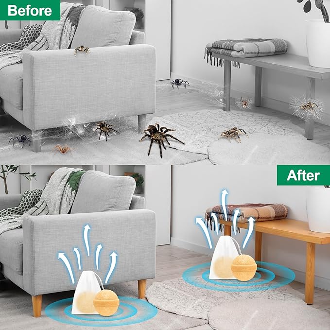 Spider Repellent for Indoor, 36 PCS Natural Spider Deterrent Peppermint Oil Spiders Roach Ant Away, Pest Spider Repellent Solution for House Garage Patio Attic Lawn, Family & Pet Safe