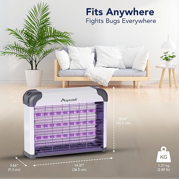 Aspectek LED Bug Zapper Indoor – High-Voltage Mosquito and Fly Trap, Energy-Efficient Insect Killer with 3 Long-Life LED Lamps, Safe & Durable Bug Light Trap for Home