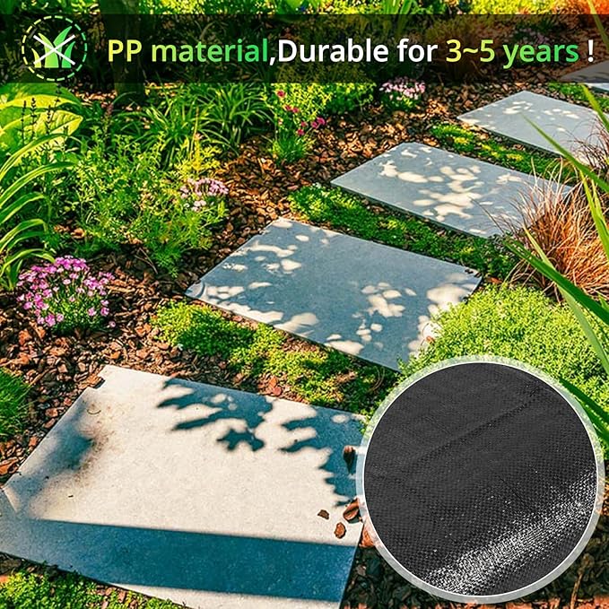4FT x 100FT Weed Barrier Landscape Fabric, 3.2oz Heavy Duty Woven Geotextile with 20 U-Shaped Pegs & Pre-Printed Cutting Lines, Ground Cover Colth Garden Bed Liner for Landscape, Driveway, Greenhouse