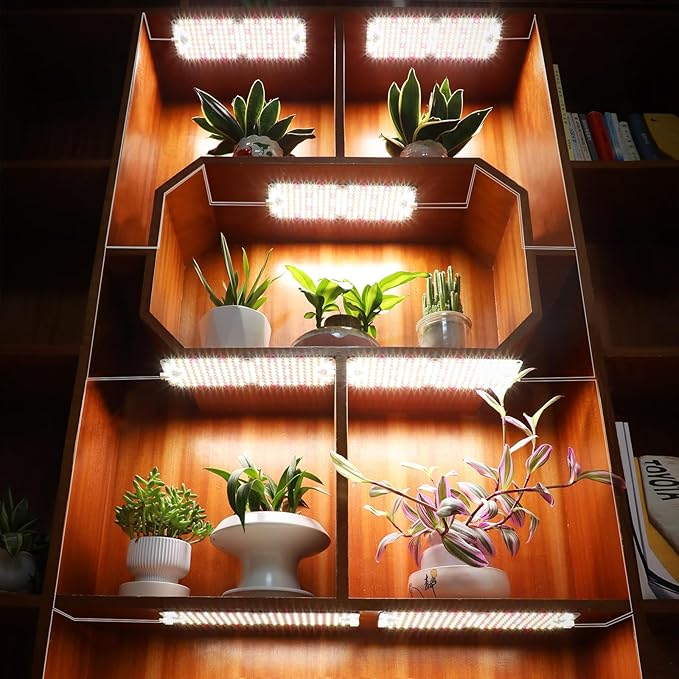 6Pack 2025 Ultra-Thin Panel Grow Lights for Seed Starting, Vegetables, Greenhouse & Under Cabinet & Shelf Plants with Timer 4/8/12H, Free Connect Full Spectrum Indoor LED Plant Growing Lamps