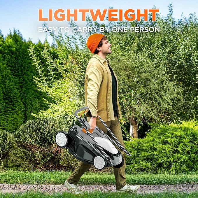 Litheli 40V (2 x 20V) 16.6" Electric Lawn Mower Cordless, Walk Behind Lawn Mower with 6-Height Adjust, Portable & Lightweight Push Battery Powered Lawn Mower (2 * 4.0AH Batteries Included)