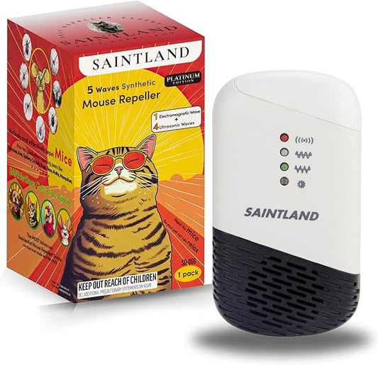 5-Wave Ultrasonic Mouse Repeller - Platinum Edition, 1 E-Magnetic Wave + 4 Ultrasonic Waves, Plug-n-Work, See Effects in 3 Weeks, Get Rid of Mice Rats Squirrels, Flagship