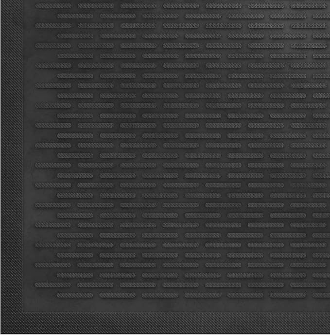 Ottomanson Easy Clean, Waterproof Non-Slip Indoor/Outdoor Rubber Doormat, 18" x 30", Black