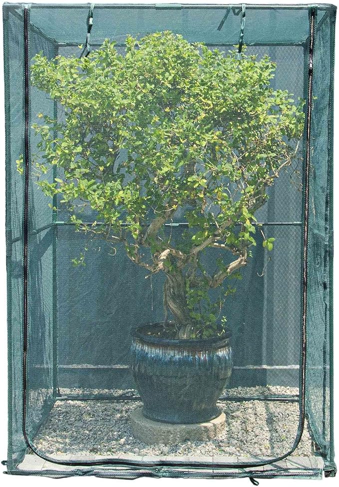 Portable 4'x4' Large 6FT Tall Plant Netting Cover Crop Cages Pest Guard Cover for Vegetables and Fruits Plant Durable Gardening Net with 4 Stakes