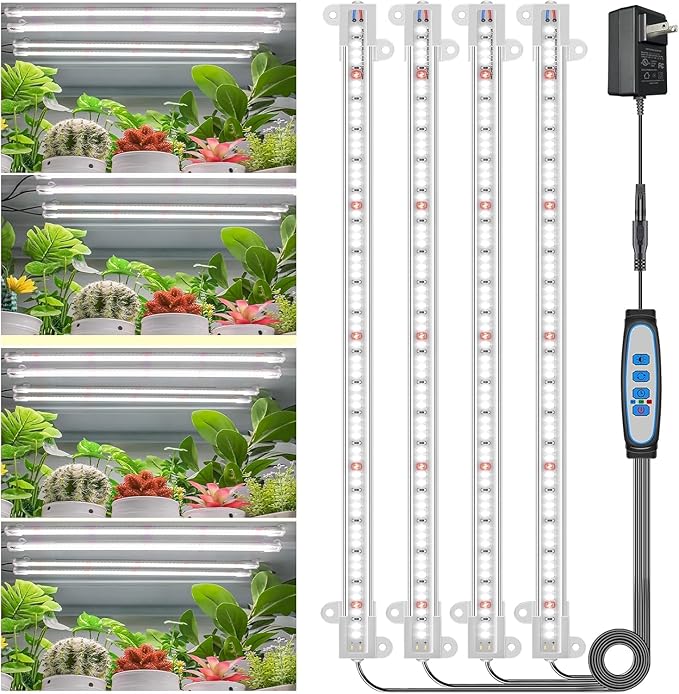 Wiaxulay Grow Lights for Indoor Plants, Full Spectrum 6000K Plant Light for Indoor Plants, LED Grow Light Strips with Auto Timer 6/12/16Hrs, 5 Dimmable Levels, 3 Switch Modes for Hydroponics Seedling