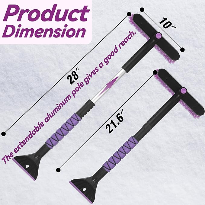 Gardzen 2 Packs 32" Snow Brush and Ice Scraper for Car Windshield, 2-in-1 Car Snow Brush and Ice Scraper, Extendable Snow Scraper with Brush, Snow Removal for Cars SUVs