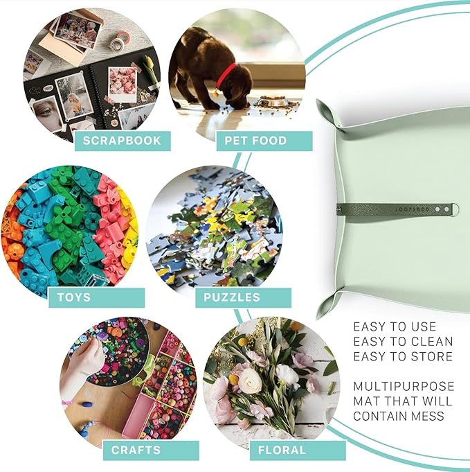 Vegan Leather Plant Repotting Mat Transplanting Mat for Indoor Gardening Waterproof Tray Mess Control Easy Clean Easy Storage 30” x 20” (Forest Sage)