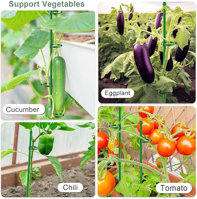 20Pcs Plant Support Stakes 17 inch SupKing Garden Orchid Sticks Extended to 3ft 4ft 5ft Plant Poles with Clips for Indoor Outdoor Potted Tomato Rose Amaryllis Vegetables Comes with 20 Ties