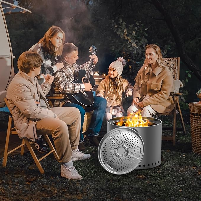 KEESHA Pellet Adapter for Solo Stove Bonfire Stainless Steel Conversion Kit for Smokeless Outdoor Fire Pit, Ideal for Burning Pellets, Diameter: 17.3 in