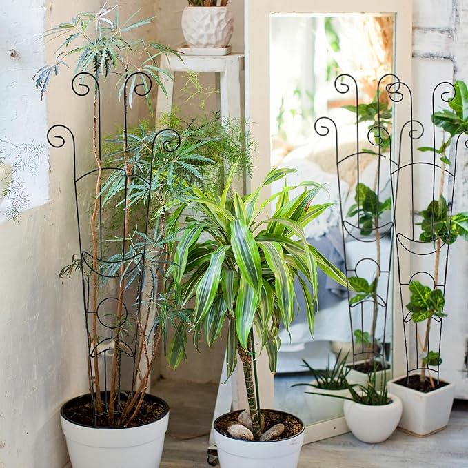 4 Pack Plant Supports, 32 in Taller Plant Trellis for Climbing Plants Indoor, Sturdy Houseplant Trellis for Potted Plants with Ties, Vine Plant Support for Monstera Pothos Ivy, Plant Decor