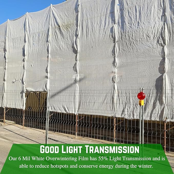 Farm Plastic Supply - 6 Mil White Plastic Sheeting - Overwintering Film, 6 Mil White Plastic Film, Greenhouse Plastic, Durable Plastic Sheeting (20' x 40')