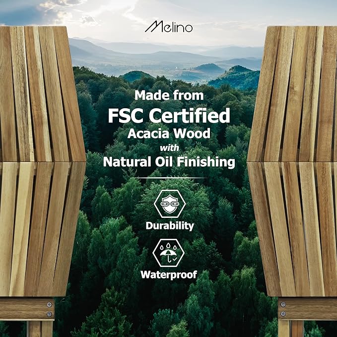 Melino Wooden Folding Outdoor Side Table, FSC Certified Acacia Weatherproof Side Tables, Wood Folding Small Table for Outdoor, Patio, Porch, Pool, Backyard, Garden, Balcony and Deck - Natural