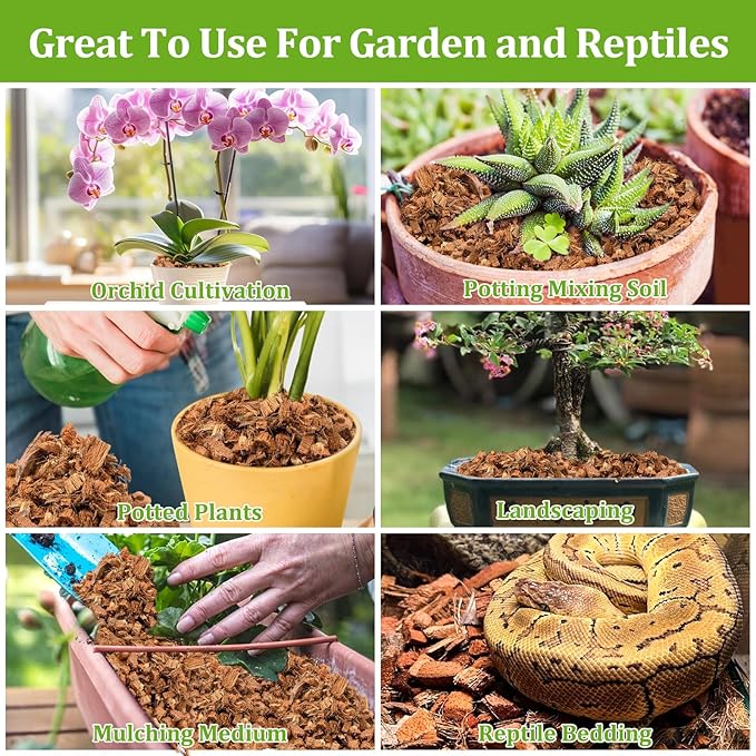 Riare 10 Pack Coco Chips Substrate for Plants- 11lb 100% Organic Coconut Husk Brick with Low EC and pH Balanced, High Expansion Coconut Substrate Coco Husk Mulch for Garden Flowers, Herbs, Planting