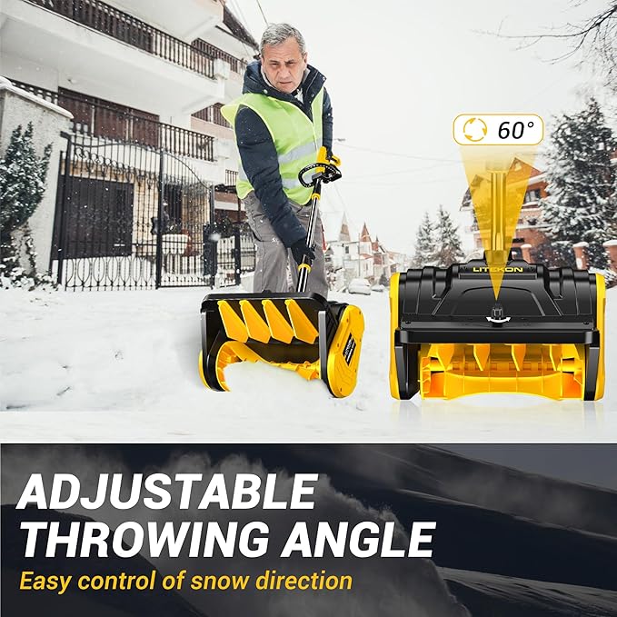 40V Brushless Cordless Snow Shovel, 13-Inch Electric Snow Blower with 2X 4.0Ah Batteries & Charger, Battery-Powered Snow Removal with 16.5FT Throw Distance for Patio, Deck, Driveway,Yellow