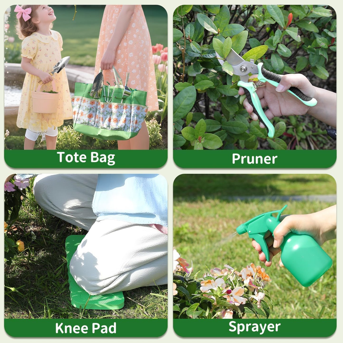 Gardening Tools 10-Piece Heavy Duty Stainless Steel Hand Tools with Durable Garden Tools Storage Tote,Rust-Proof Garden Tool Set, Ideal Gardening Gifts for Women Yellow Floral Pattern Design