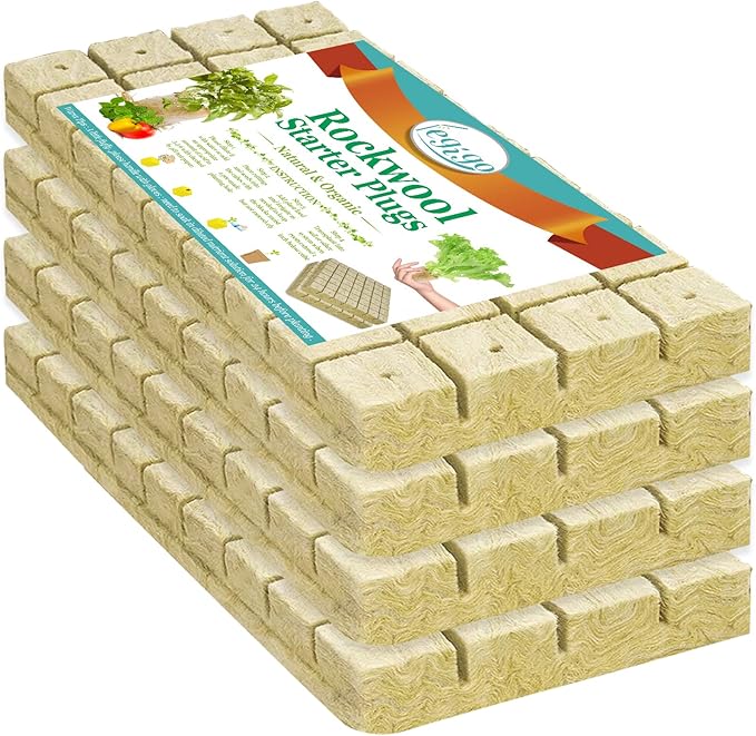 Legigo 1.2 Inch Rockwool Cubes Seed Starter Plugs for Hydroponics, RockWool Planting Grow Cubes for Hydroponic Tower Garden Soilless Cultivation Plants Germination Cutting Clone (4 Sheet, 144 Plugs)
