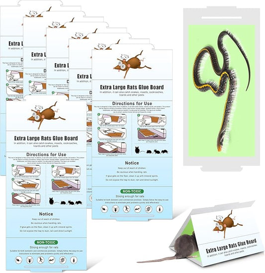 Qualirey 8 Pack Sticky Mouse Traps 8 x 14 Large Sticky Rat & Mouse Glue Boards for Inside Outside, Pre Scented Non Toxic Adhesive Traps with Enhanced Stickiness for Rat Mice Snake, Pet Safe