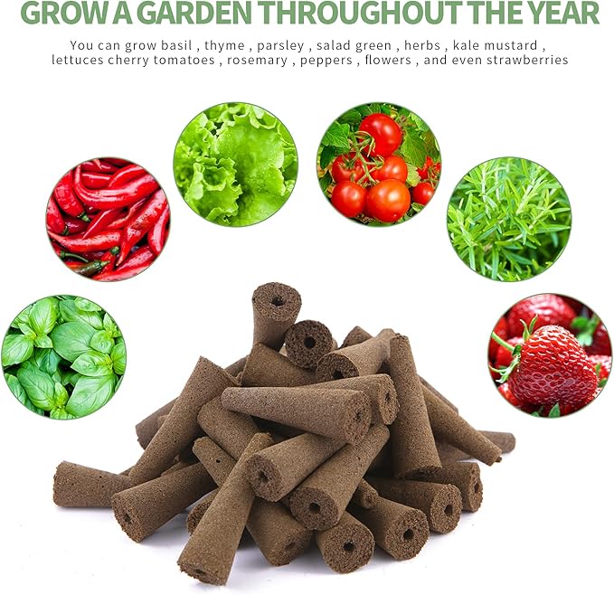 30 Pack Grow Sponges, Seed Pods Replacement Root Growth Sponges Compatible with AeroGarden, Moldy-Free, Kit with 10 Pod Labels for Hydroponic Indoor Garden System