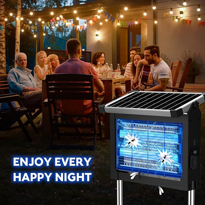 Solar Bug Zapper Outdoor, PhatroyYee Mosquito Zapper 4500V, Waterproof Portable Fly Zapper, Rechargeable Electric Mosquito Killer, Cordless Fly Insect Mosquitos Trap for Patio Yard Home Garden Camping