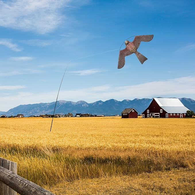 Bird Hawk Flying Kite with Pole Crops Farm Protector Bird Scarer Flying ONLY 4M Pole Without Kite