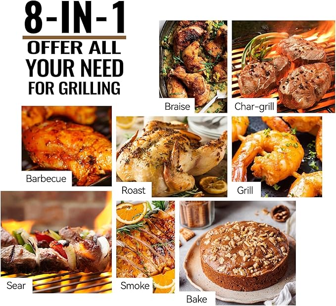 Z GRILLS 8-in-1 Outdoor BBQ Grill with PID 2.1 Controller, Wood Pellet Smoker, Auto Temperature Control, Huge Storage Cabinet Side Shelf with Tool Hooks, 572 sq in Cooking Area for Camping Party