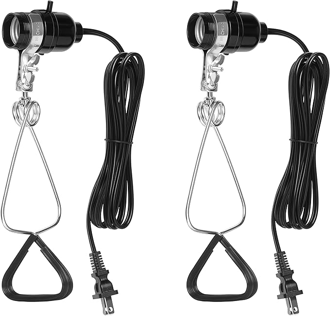 Simple Deluxe E26 Clamp Light Socket, Suit for Max 150 Watt Lamp with 18/2-Gauge 6 Feet Cord, 2 Pack