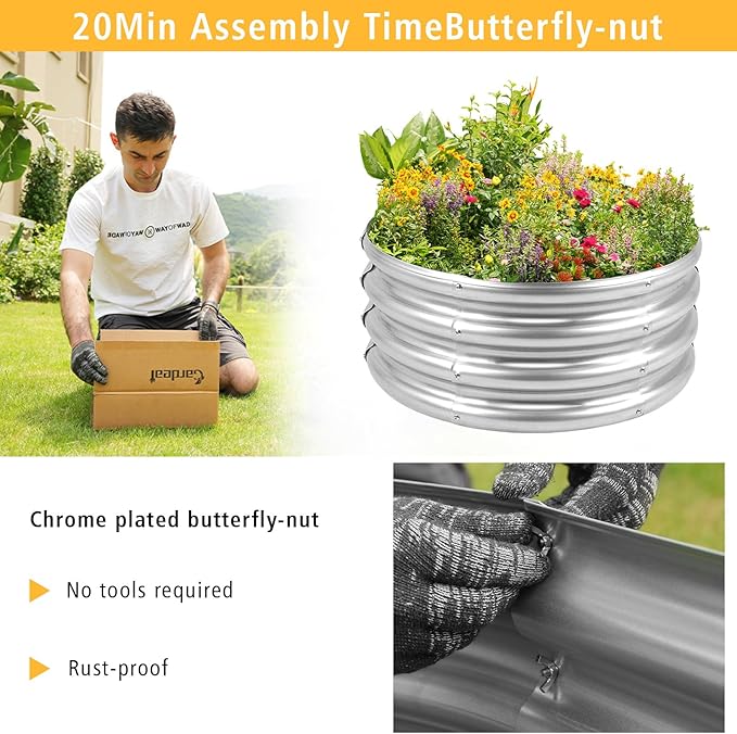 Garden Galvanized Raised Garden Bed Kit - Metal Planter Boxes for Vegetables/Herbs/Flowers, Heavy-Duty Steel Outdoor Garden Box with Reinforced Edges(2X2X1FT)