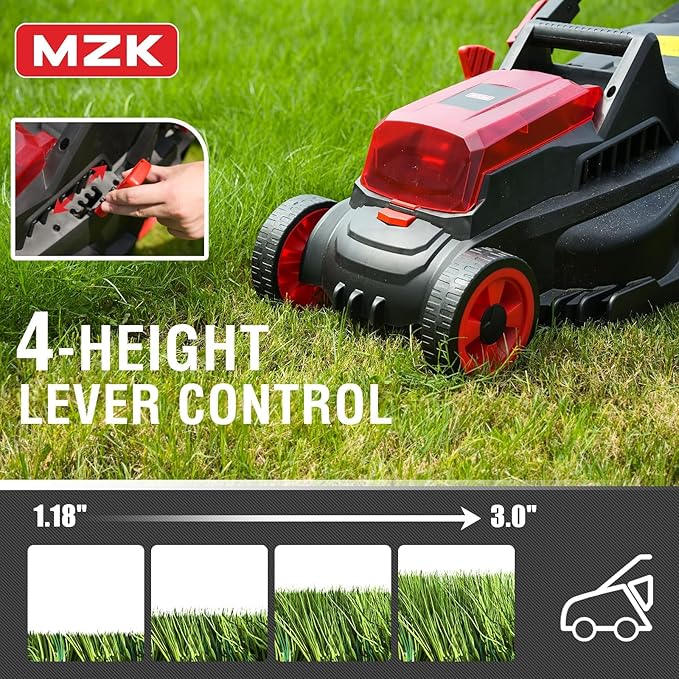 MZK 40V(2x20V)13” Cordless Electric Lawn Mower,4-Position Height Adjustment,Compact and Lightweight Push Battery Powered Lawnmower for Yard ,Garden and Farm(2*4AHBatteries and Charger Included)LM13B08
