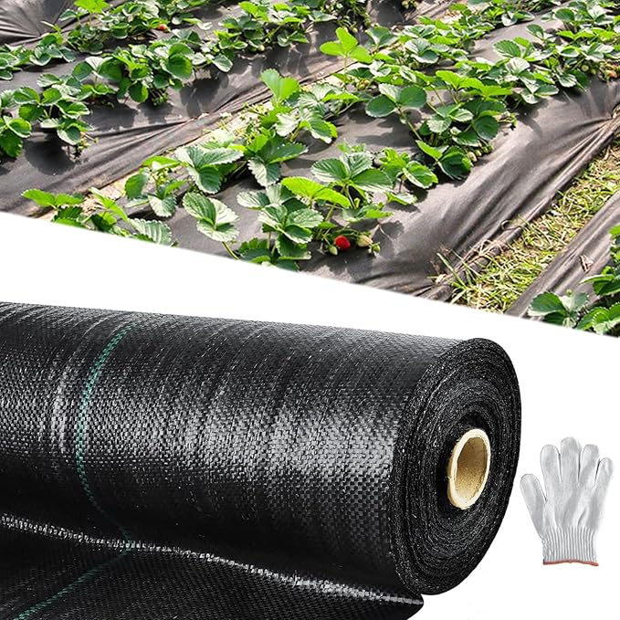 mupera 3x300FT Weed Barrier Fabric - Heavy Duty Polypropylene, Black, Commercial Ground Cover for Raised Beds/Driveway, UV Resistant Weed Block, Stops Weeds & Roots
