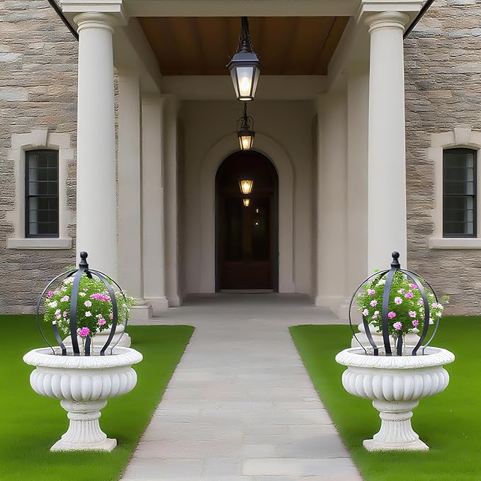 2-Piece Metal Garden Trellis Obelisk for Climbing Plants – 12.6 x 17.5 Inches - Stylish Topiary Frame for Outdoor Roses and Potted Plants – Durable Powder Coated Finish