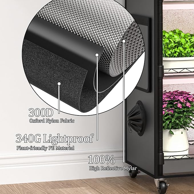 Indoor Greenhouse with Grow Light, 5 Tier 23.2" L×13.3" W×61.3" H Indoor Green House, with 96W Full Spectrum Growing Lamps，Metal Indoor Greenhouse for Seed Starting