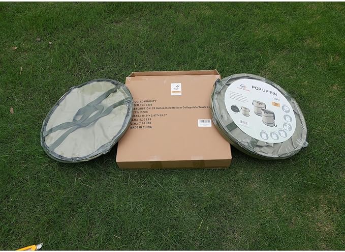 YUDI & GARDEN 29 Gallon Hard Bottom Collapsible Trash Can｜Collapsible Garden Bag｜Camping Trash Can, Green 2-Pack for Collecting Weeds or Party and Yard Waste