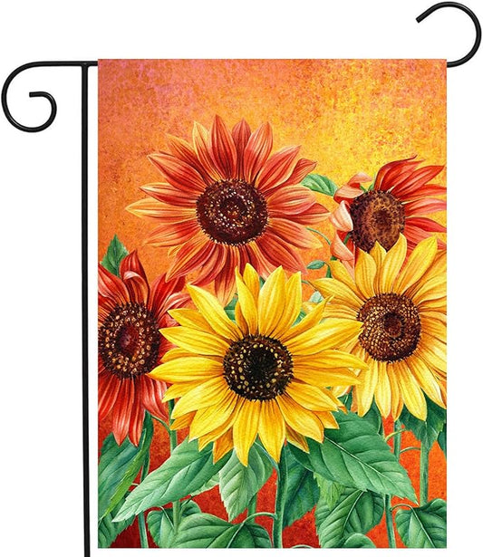 Fall Garden Flag Sunflower Yard Flag for Outside Late Summer Flags 12x18 Double Sided Welcome Autumn Thanksgiving Holiday Outdoor Decorations