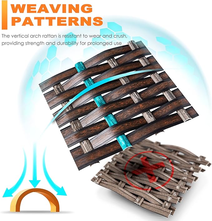 Nuu Garden Outdoor 43 Inch 50,000 BTU Propane Gas Fire Pit Table, Aluminum Tabletop and PE Rattan Weaved Steel Frame, Water-Proof Oxford Cover, Glass Fire Pit Wind Guard, Glass Beads, Lid, Dark Brown