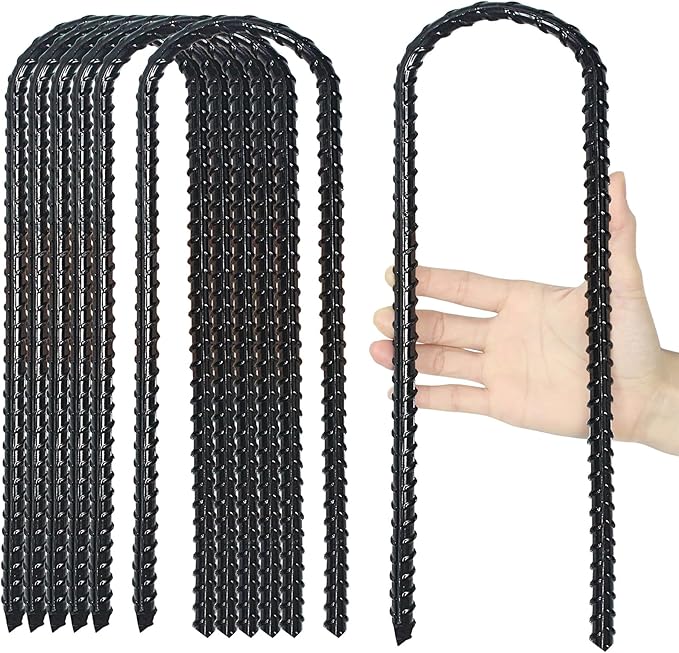 12-Inch Trampoline Wind Stakes, Extra Heavy Duty U Shaped Coated Rebar Stakes Safety Ground Anchors for Huge Garden Decoration (6)