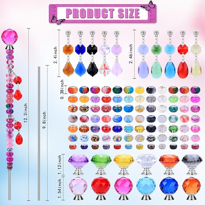 VICTLOV Crystal Suncatcher Making Kit, 273 Pieces with Beads, Snowflakes, Butterflies, Glass Balls for Garden Decoration, DIY Outdoor Hanging Ornaments (453Pcs Diamond+Ball+Pendant D)