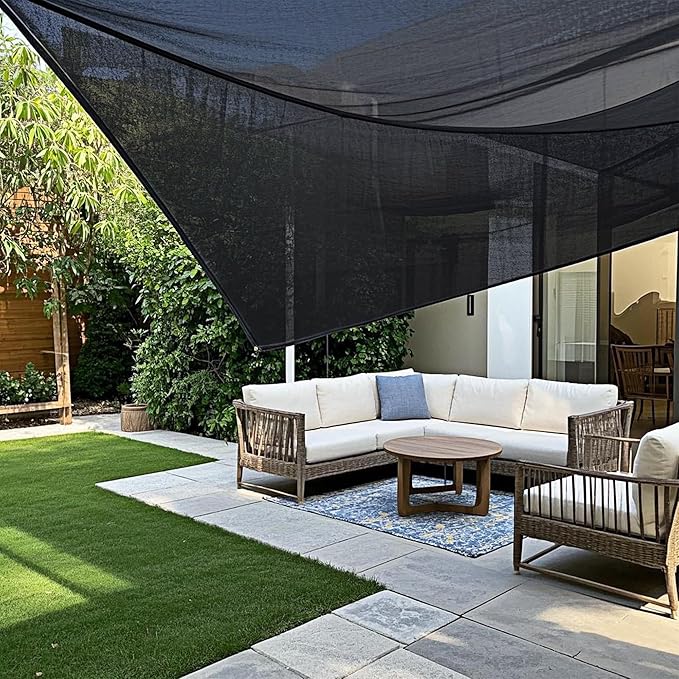 winemana Black Shade Cloth 70%, 6.6x20 FT Mesh Tarp - Garden Shade for Greenhouse, Patio, Vegetables, Plants Cover and Chicken Coops, Sun Shade Net for Outdoor Protection with Reinforced Grommets