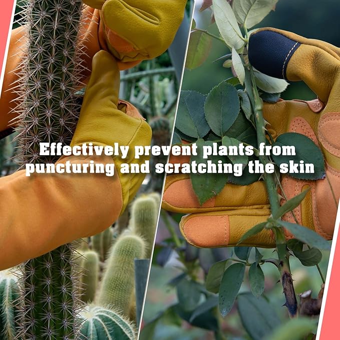 Long-Gardening-Gloves for Women/Men - Thorn Proof Rose Pruning Gloves Heavy Duty Gauntlet-S