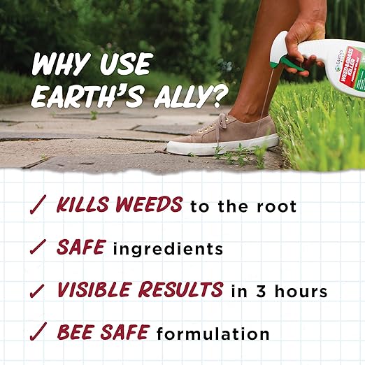 Earth's Ally Weed and Grass Killer 1 gal | Safe, Pet-Friendly Natural Weed Control Spray for Driveways & Sidewalks, Ready-to-Use - Bee Safe, No Glyphosate Weed Killer [OMRI - Amazon]