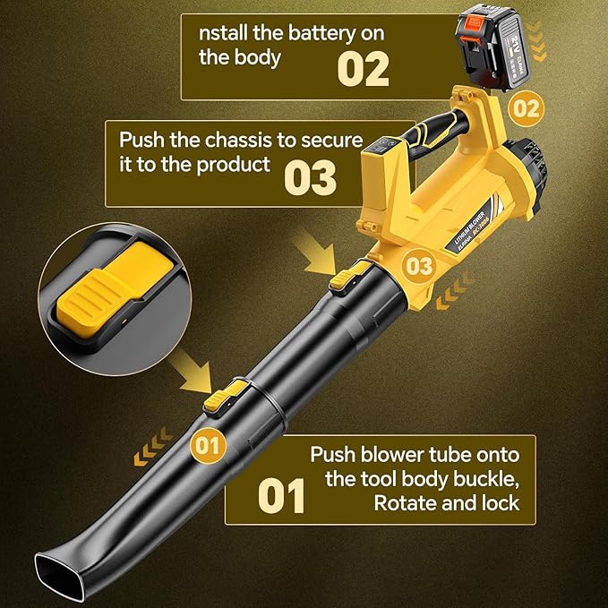 ELRINA Leaf Blower Cordless with 2 x 3.0Ah Batteries and Charger, 6-Speed Mode Lightweight Electric Blowers for Lawn Care, Yard Cleaning, Blowing Leaves, Dust, Snow Green, with Shoulder Straps