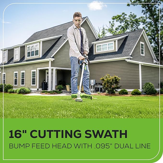 Greenworks 80V 16" Brushless Cordless (Attachment Capable) String Trimmer, 2.5Ah Battery and Charger Included