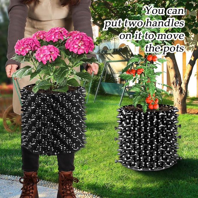 3 Gallon Air Pruning Container New Plastic Nursery Pot Fruit Vegetable Garden self-Planting pots, Size 10"x10", Black